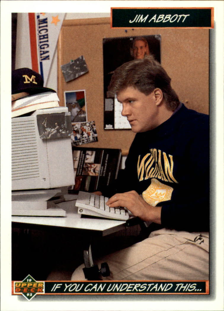 Jim Abbott 1992 Upper Deck MLB #78 Baseball Card California Angels