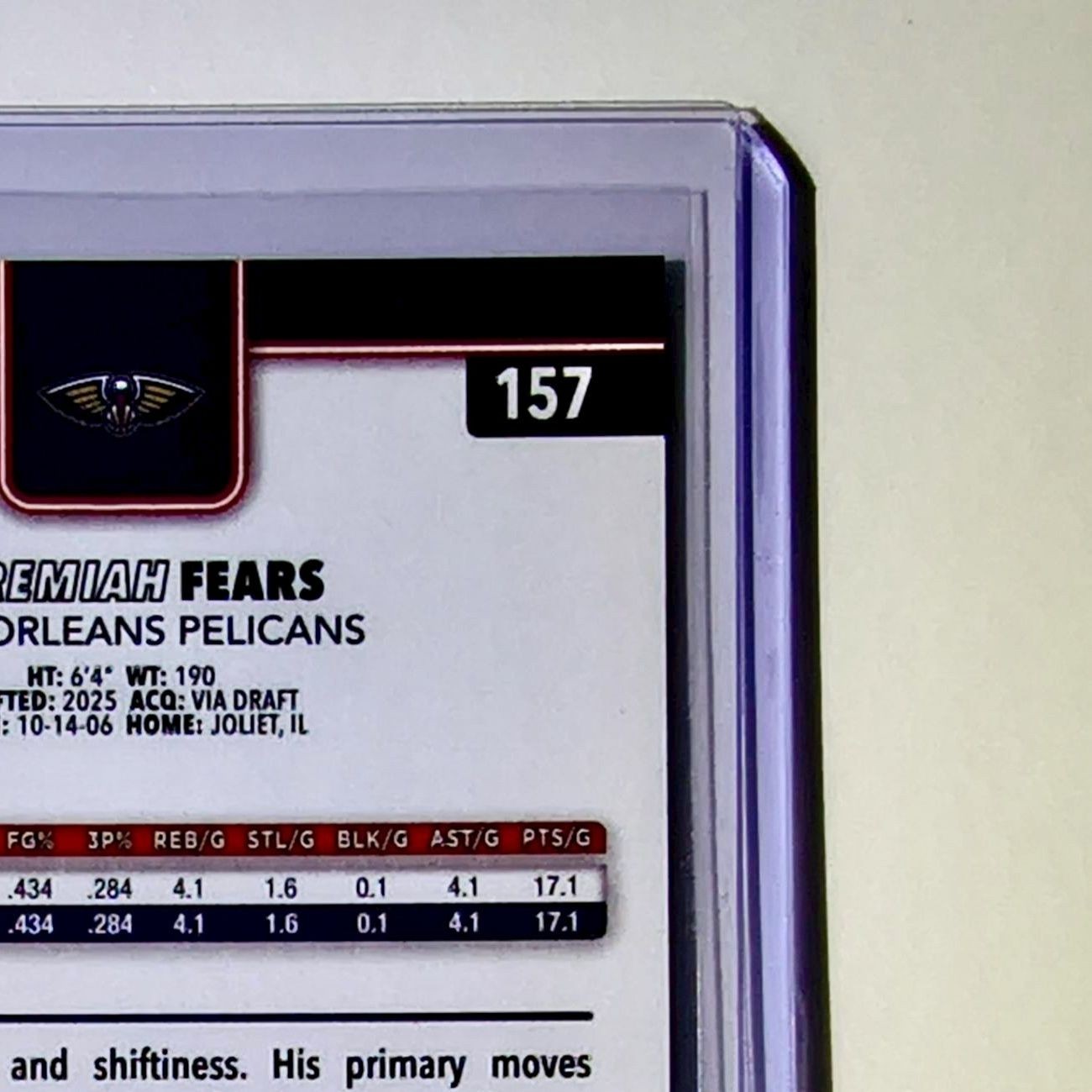 Jeremiah Fears Rookie 2025-26 NBA Topps Chrome Update #157 Card Orleans Pelicans