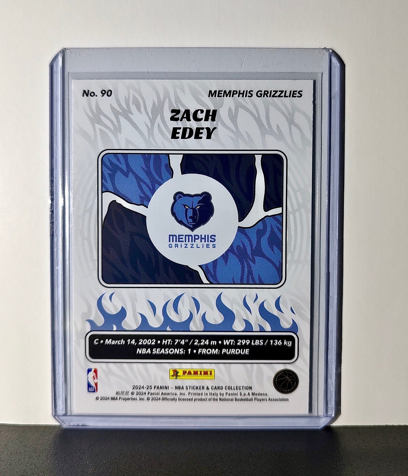 Zach Edey Rookie 2024-25 Panini NBA #90 Sticker Card Memphis Grizzlies