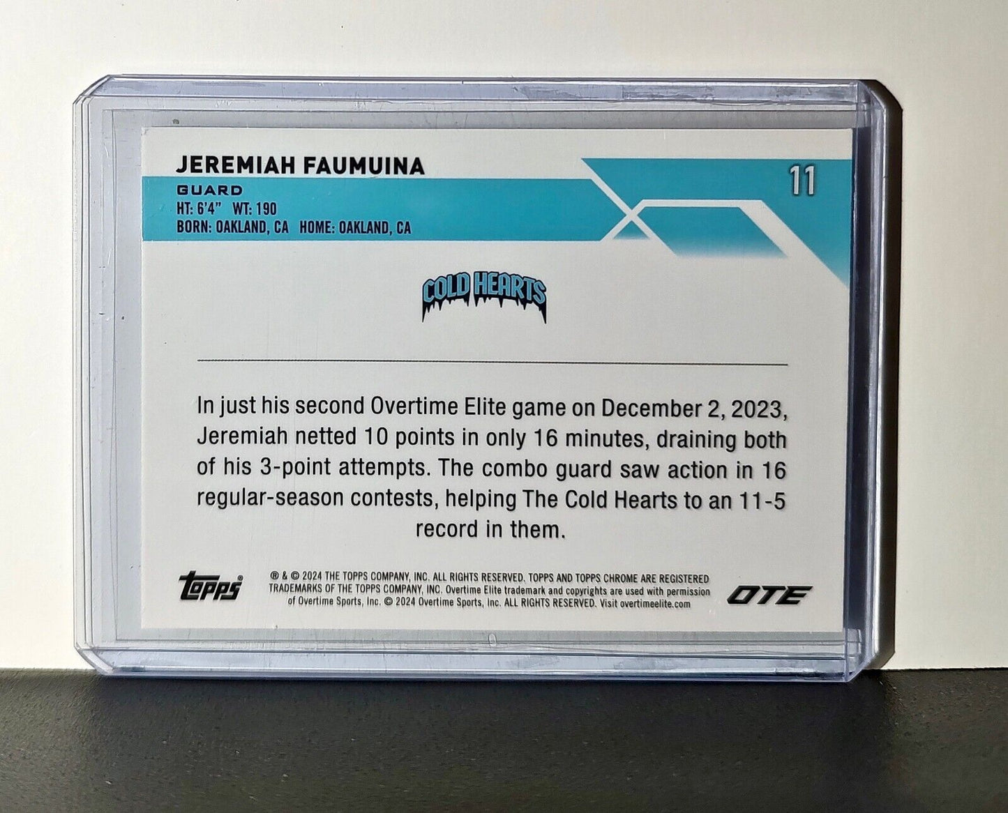 Jeremiah Faumuina 2023-24 Topps Chrome Overtime #11 Card Cold Hearts