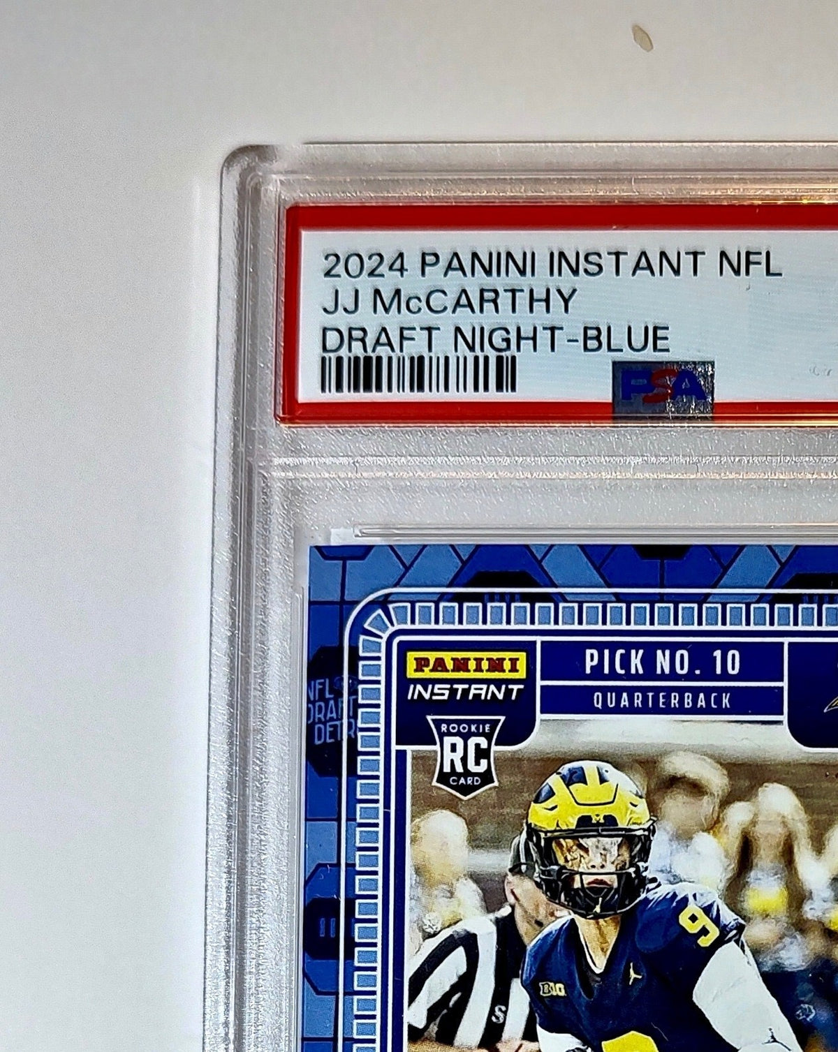 JJ McCarthy Rookie 2024 Panini NFL Draft Night Blue Football Card 2/5 SSP PSA 9