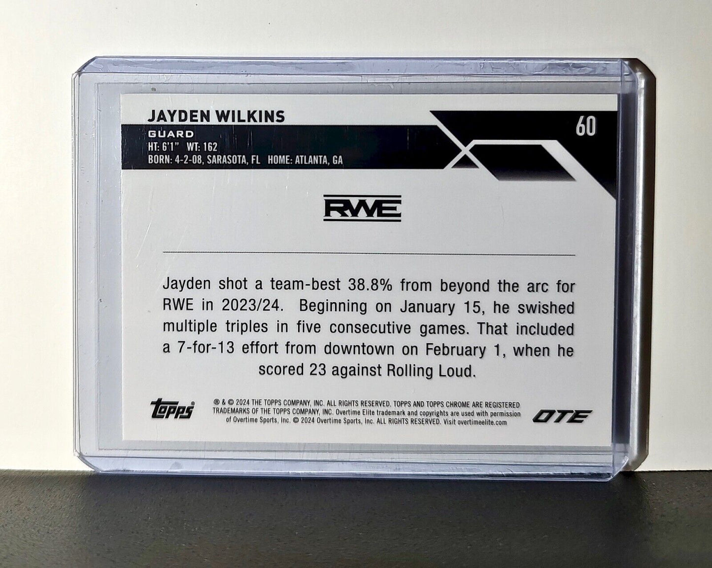 Jayden Wilkins Rookie Card 2023-24 Topps Chrome Overtime #60 RWE