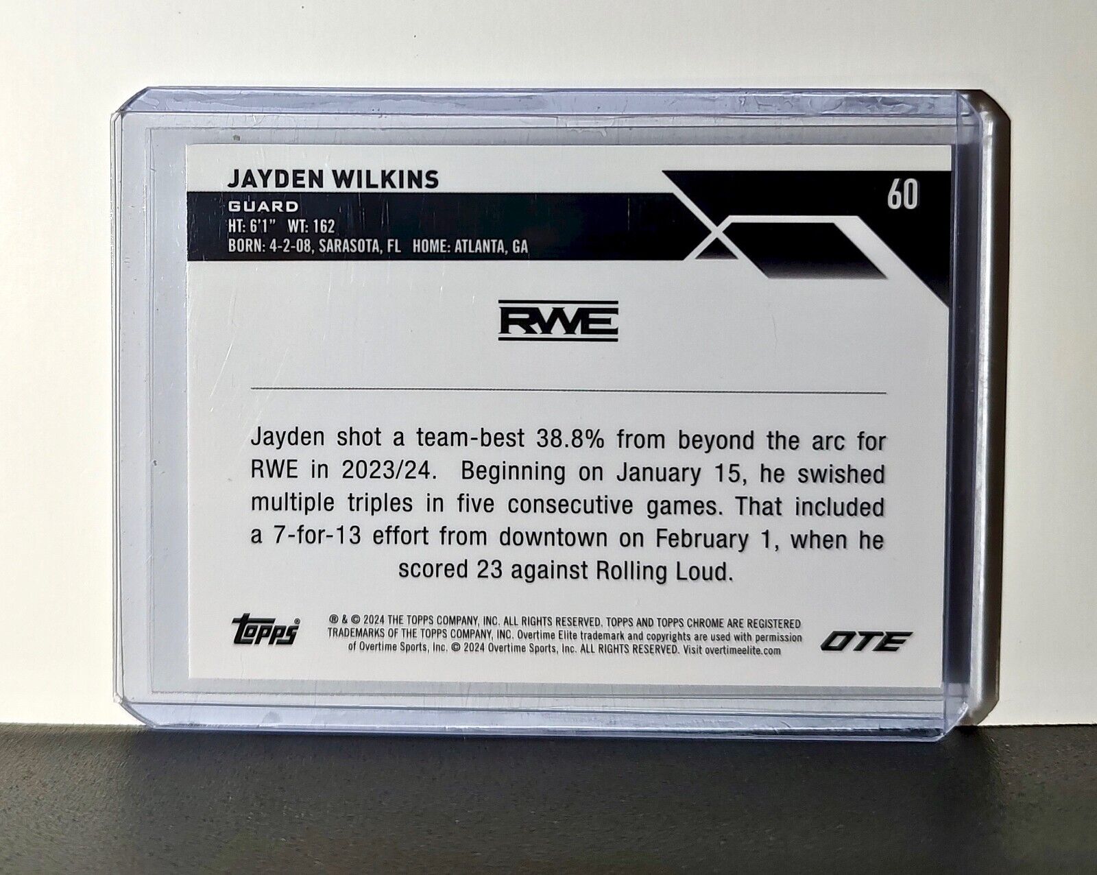 Jayden Wilkins Rookie Card 2023-24 Topps Chrome Overtime #60 RWE