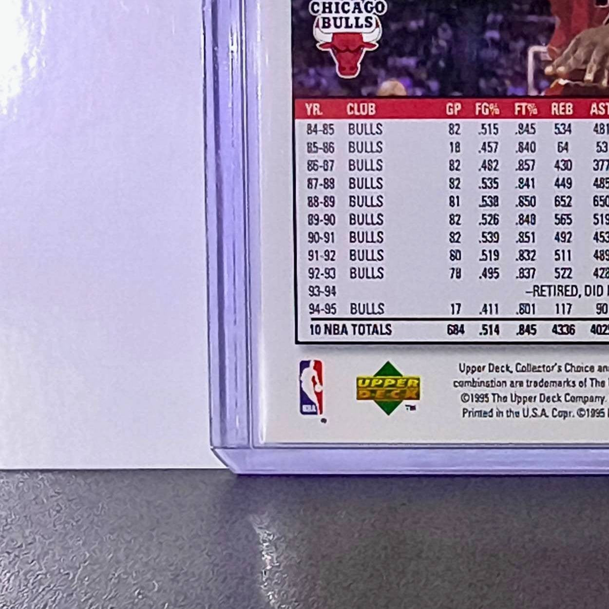 Michael Jordan 1995-96 Upper Deck Collector's Choice #45 Card Chicago Bulls