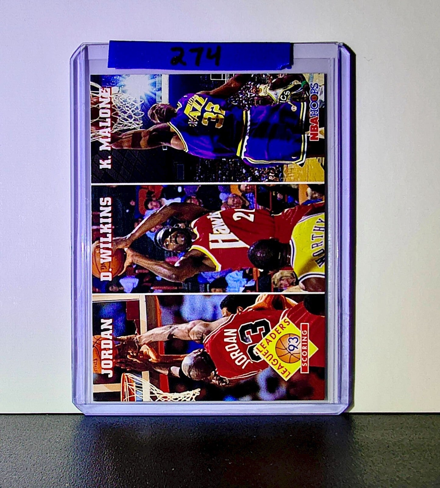 Michael Jordan Wilkins Malone 1993-94 NBA Hoops League Leaders #283 Card Bulls