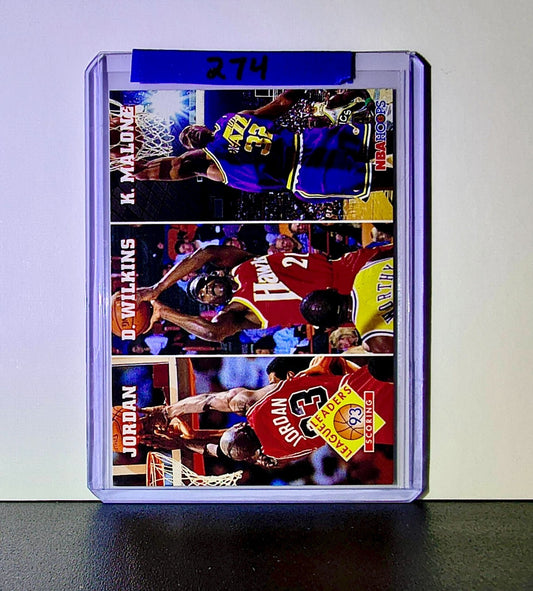 Michael Jordan Wilkins Malone 1993-94 NBA Hoops League Leaders #283 Card Bulls