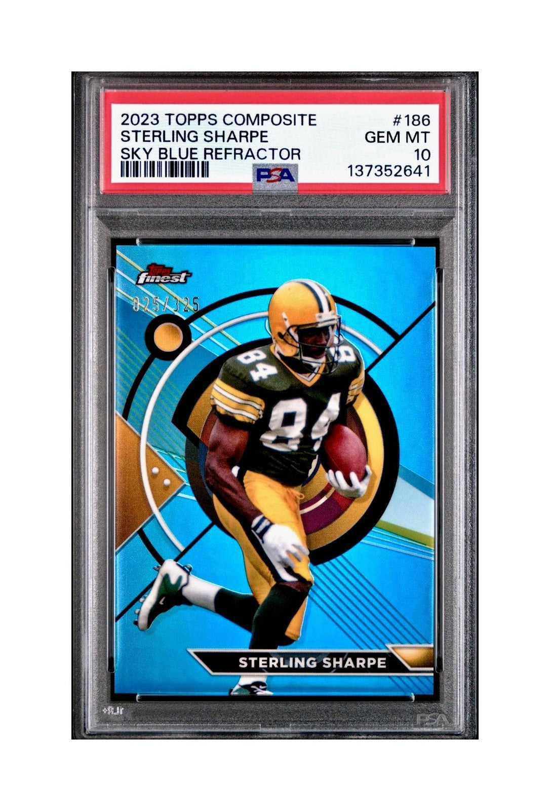 Sterling Sharpe 2023 Topps 025/325 Finest #186 Sky Blue Refractor PSA 10 Gem