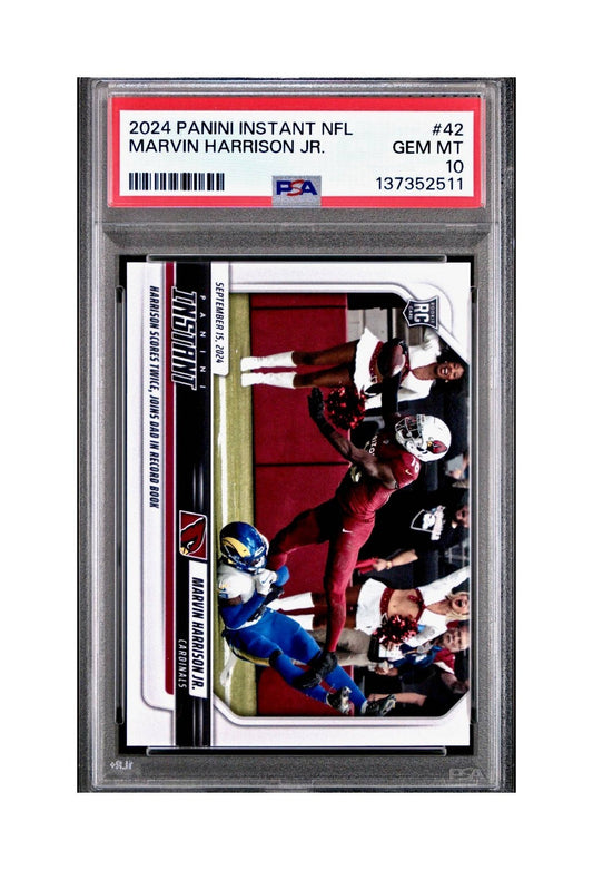 Marvin Harrison Jr. Rookie 2024 Panini Instant NFL #42 PSA 10 Gem Mint