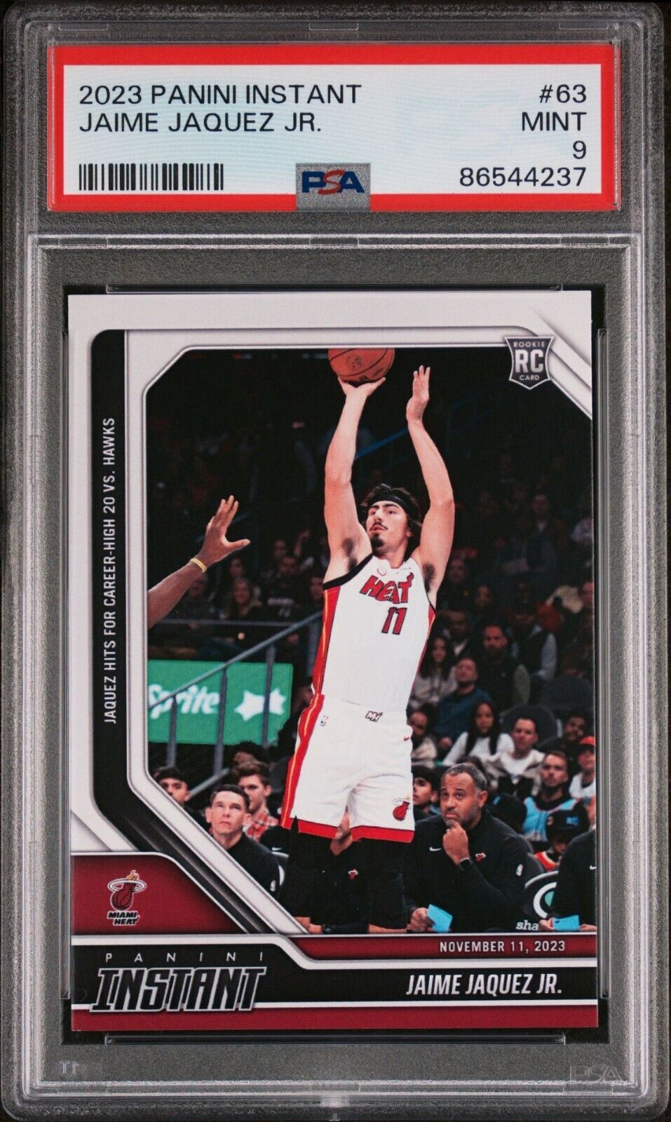 Jaime Jaquez Jr. 2023-24 Panini #63 NBA Rookie Card Heat 1 of 183 PSA 9 Mint