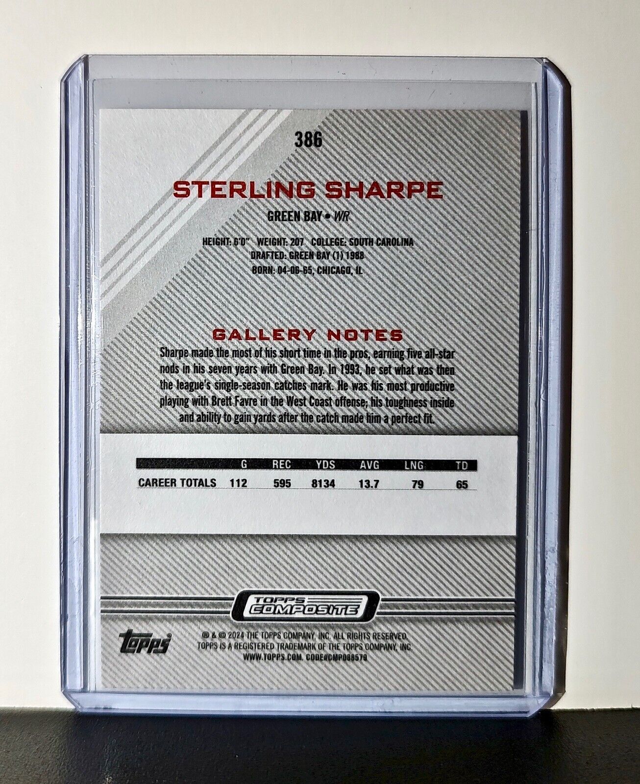 Sterling Sharpe 2023 Topps Gallery NFL #386 Card Green Bay Packers