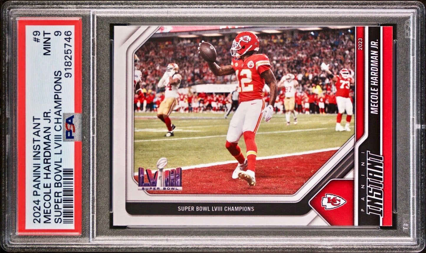 Mecole Hardman Jr. 2023 Panini NFL Superbowl LVIII Champions #9 Card PSA 9 Mint