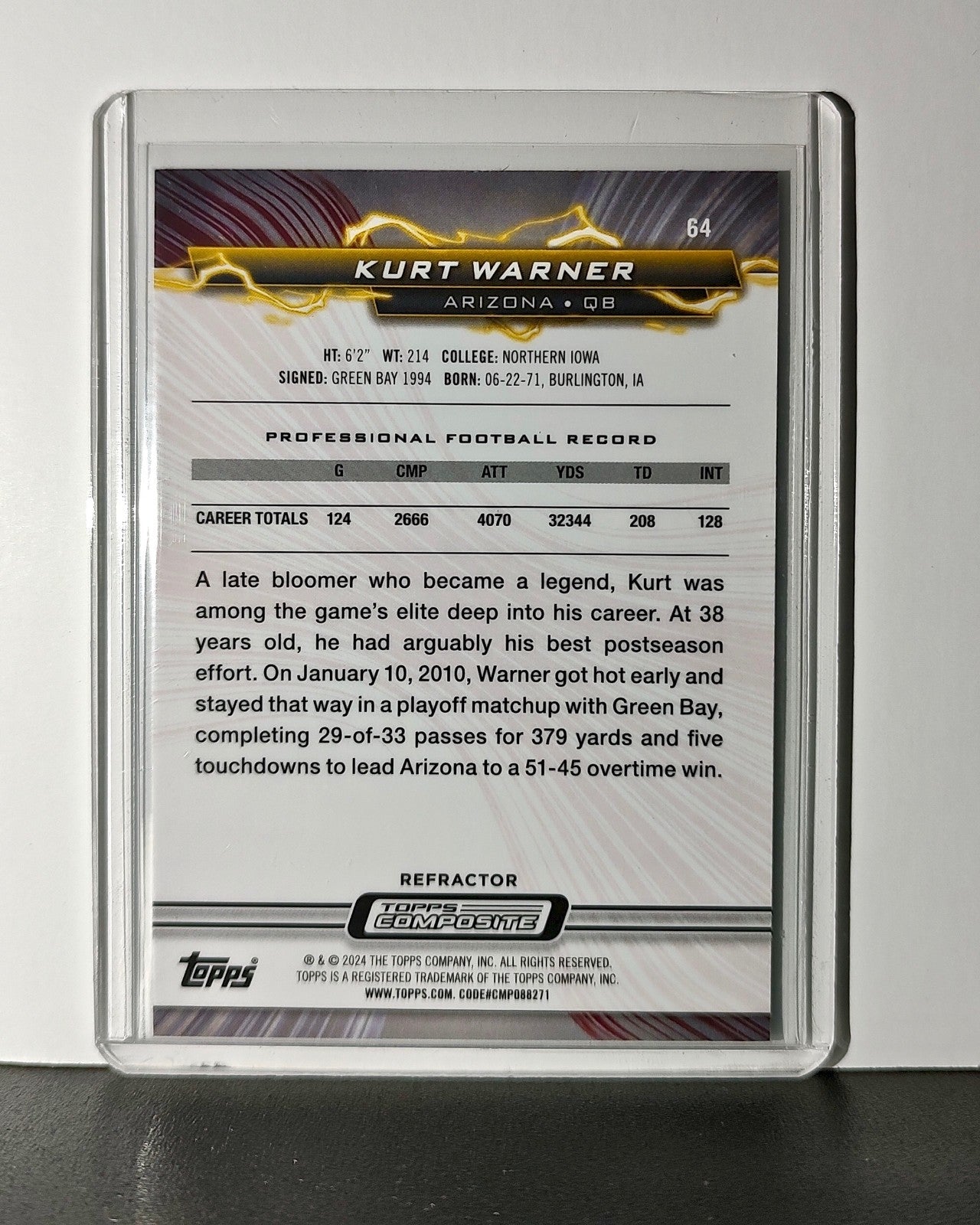 Kurt Warner Refractor 2023 Topps Resurgence NFL #64 Card Arizona Cardinals