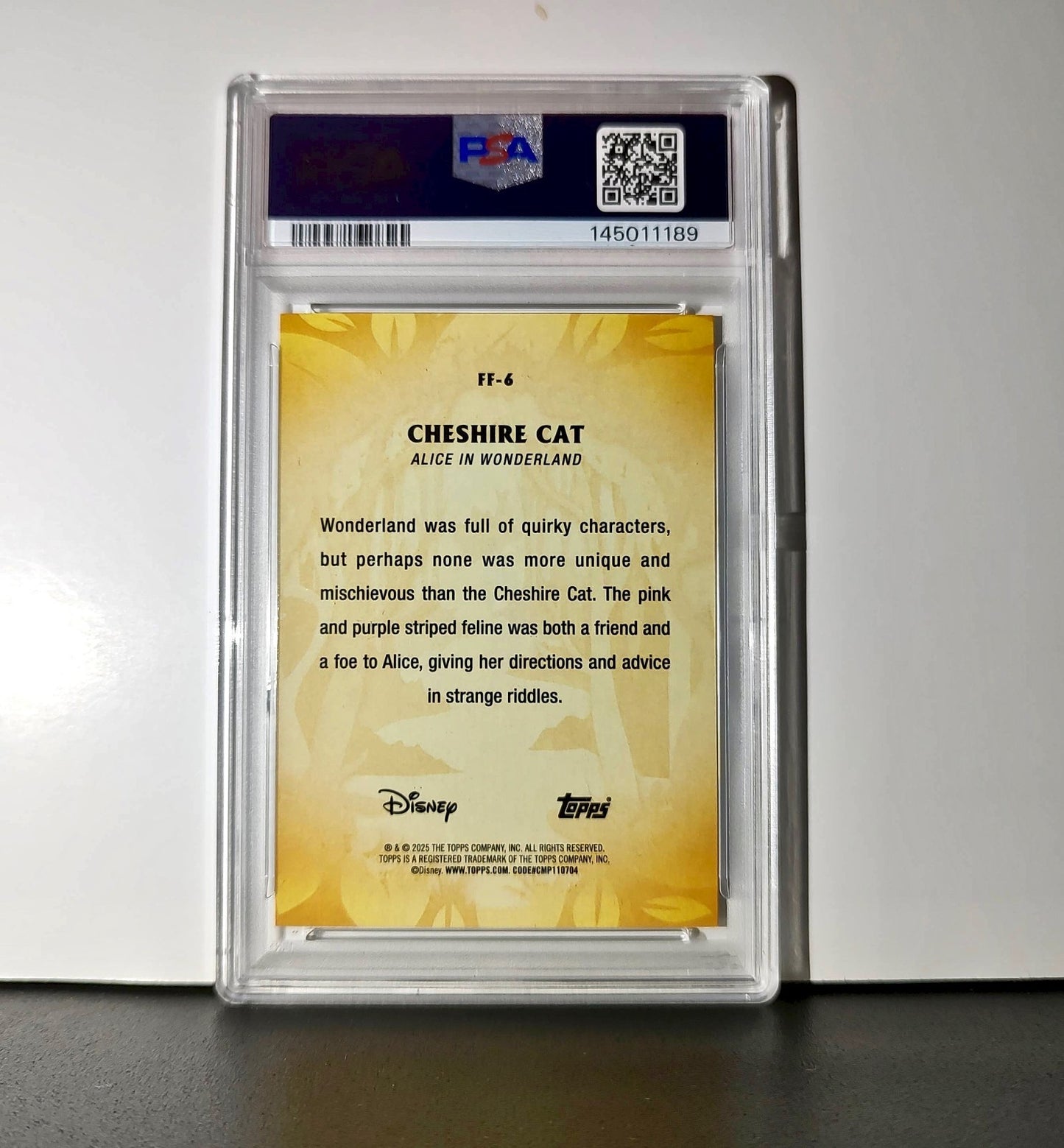 Cheshire Cat 2025 Topps Disney #FF-6 Furry Friends Card PSA 10