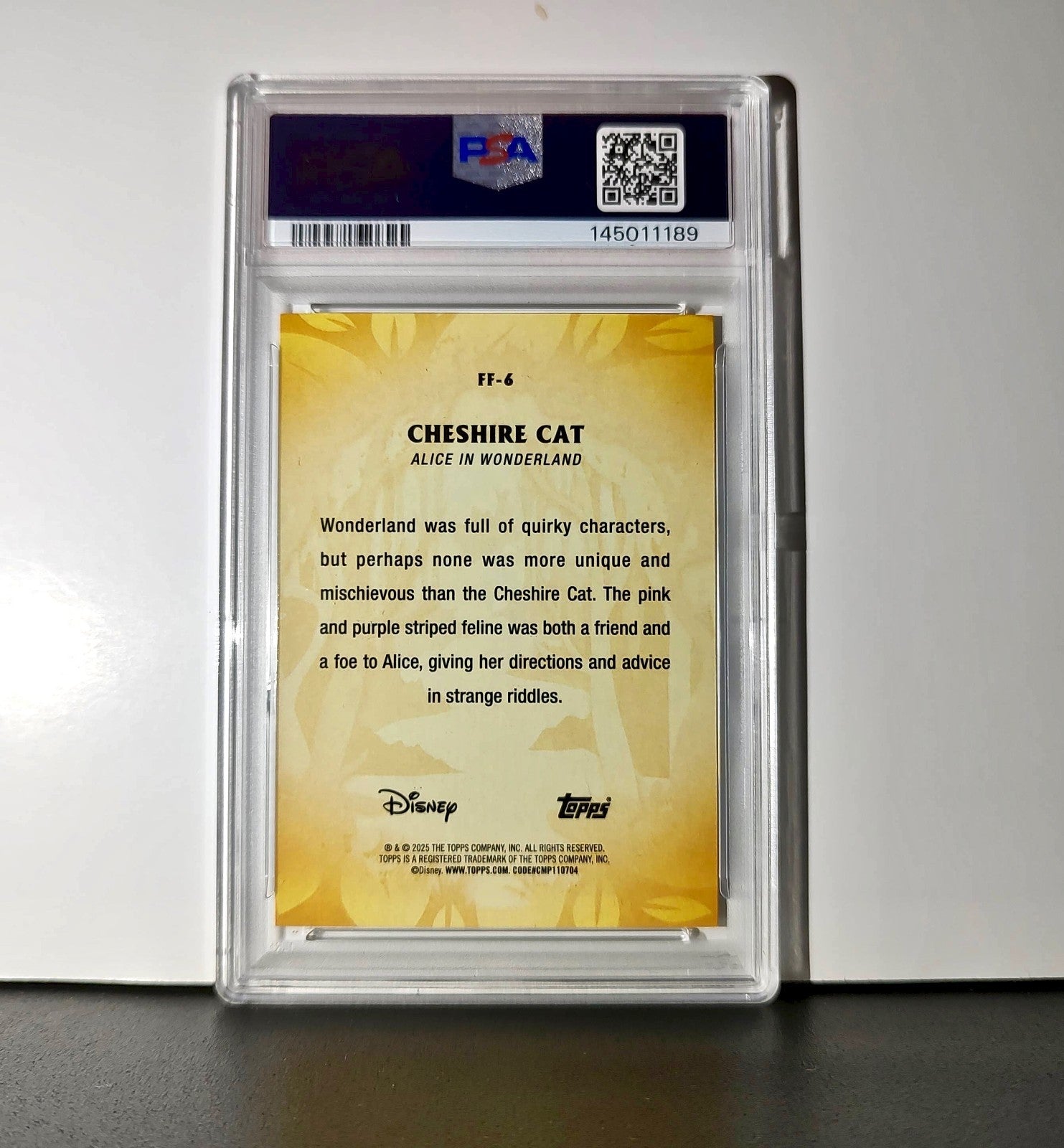 Cheshire Cat 2025 Topps Disney #FF-6 Furry Friends Card PSA 10