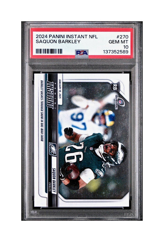 Saquon Barkley 2024 Panini Record Breaker NFL #270 Philadelphia Eagles PSA 10