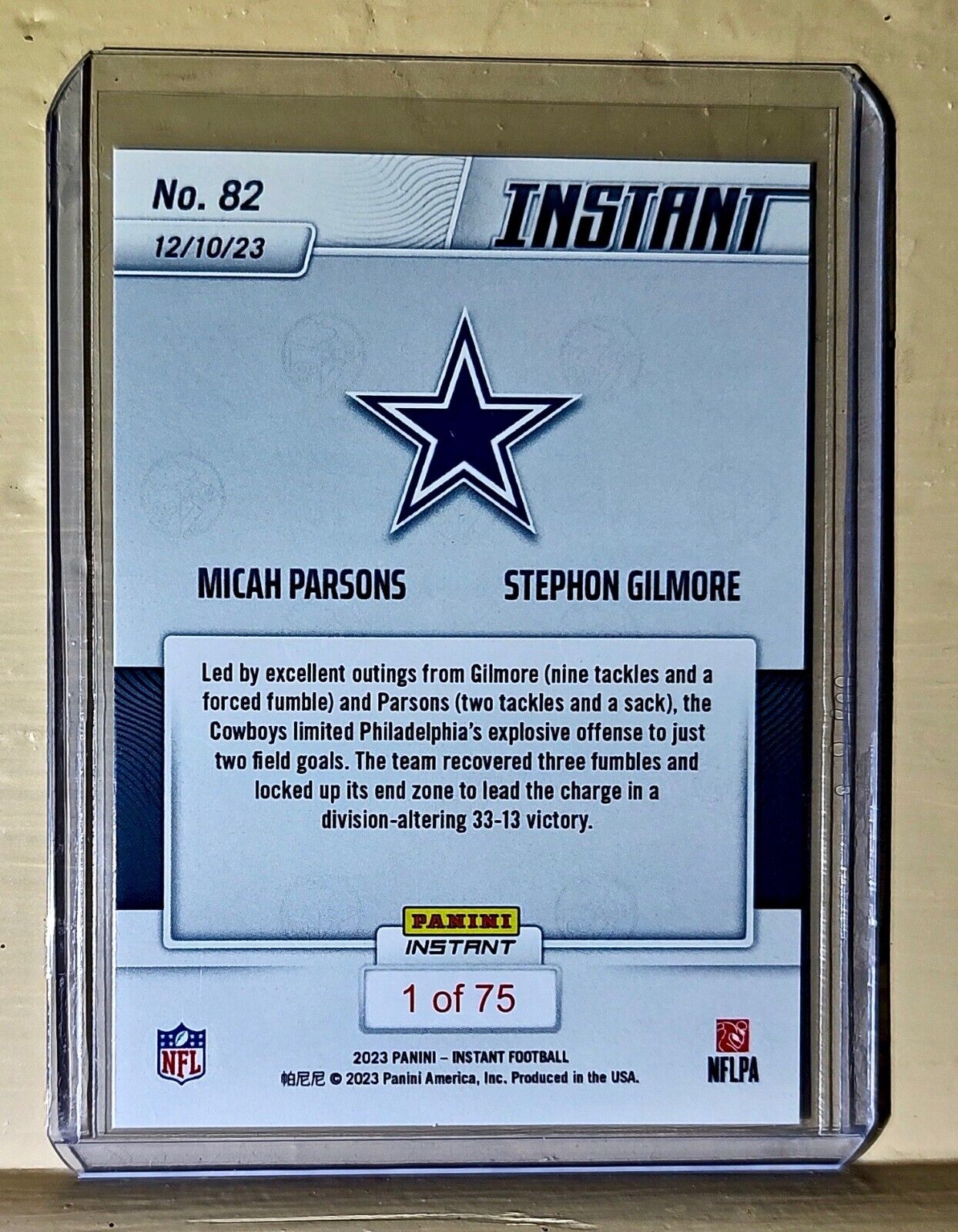 Micah Parsons / Stephon Gilmore 2023 Panini NFL Football 82 Card 1 of 75 Cowboys