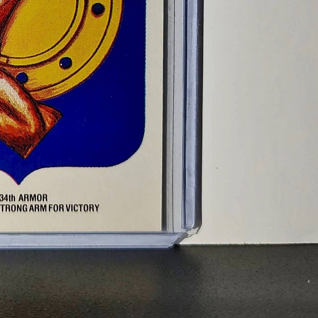 34th Armor Motto: The Strong Arm for Victory 1991 Topps Desert Storm #8 Sticker