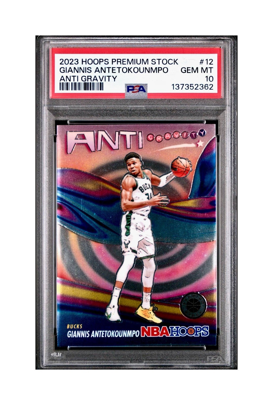 Giannis Antetokounmpo 2023 Panini Hoops Premium Anti Gravity #12 PSA 10 Gem Mint