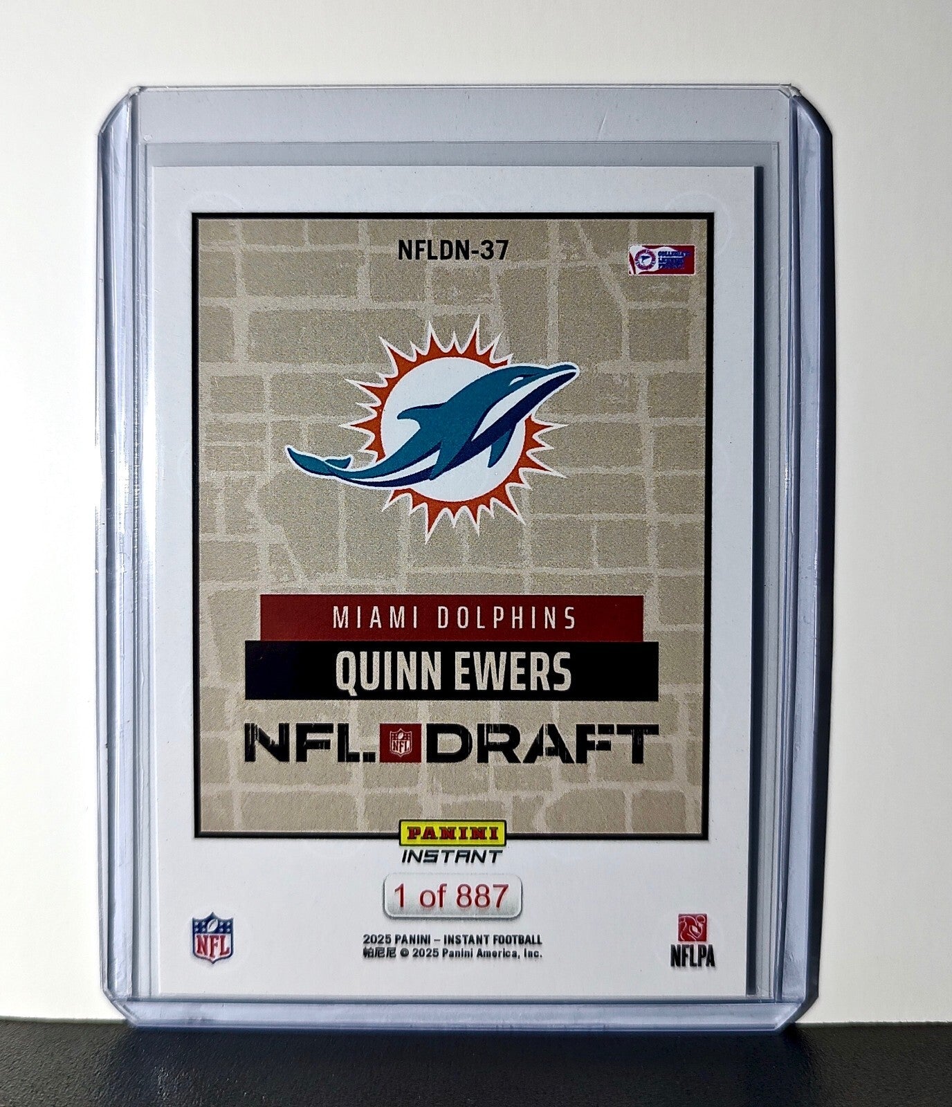 Quinn Ewers Rookie 2025 NFL Draft #37 Football Card Miami Dolphins 1 of 887