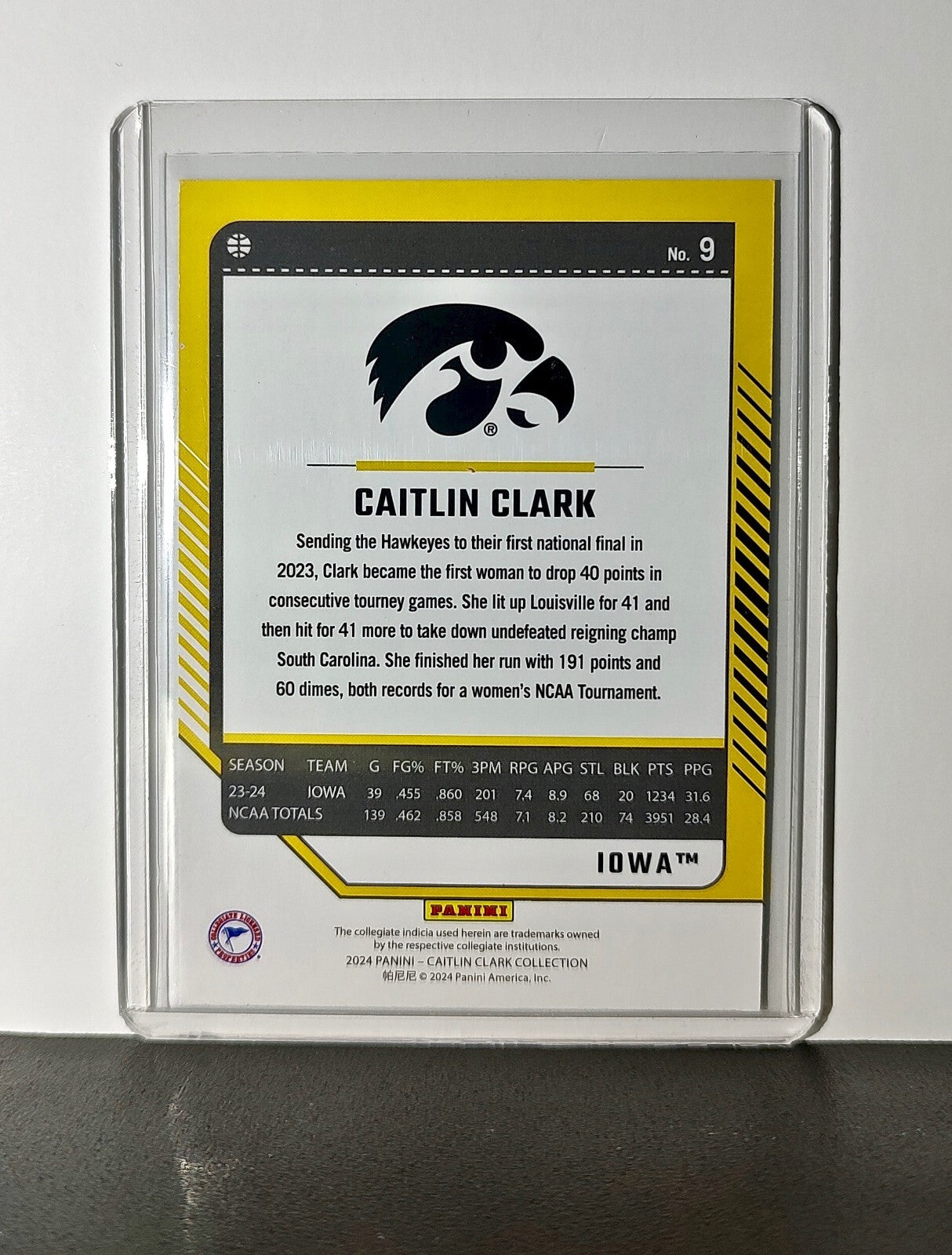 Caitlin Clark 2024 Silver Foil Panini Donruss #9 Basketball Card Iowa Hawkeyes