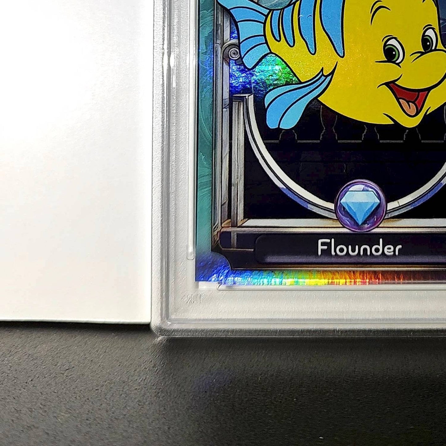 Flounder 2025 Topps Disney Wonder #122 Diamond Card The Little Mermaid PSA 7