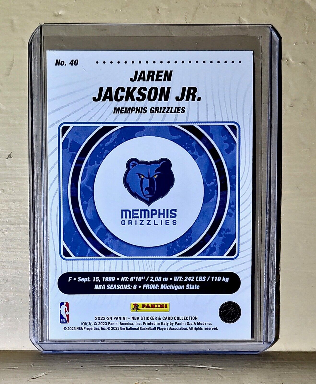 Jaren Jackson Jr. 2023-24 Panini NBA Basketball #40 Card Memphis Grizzlies