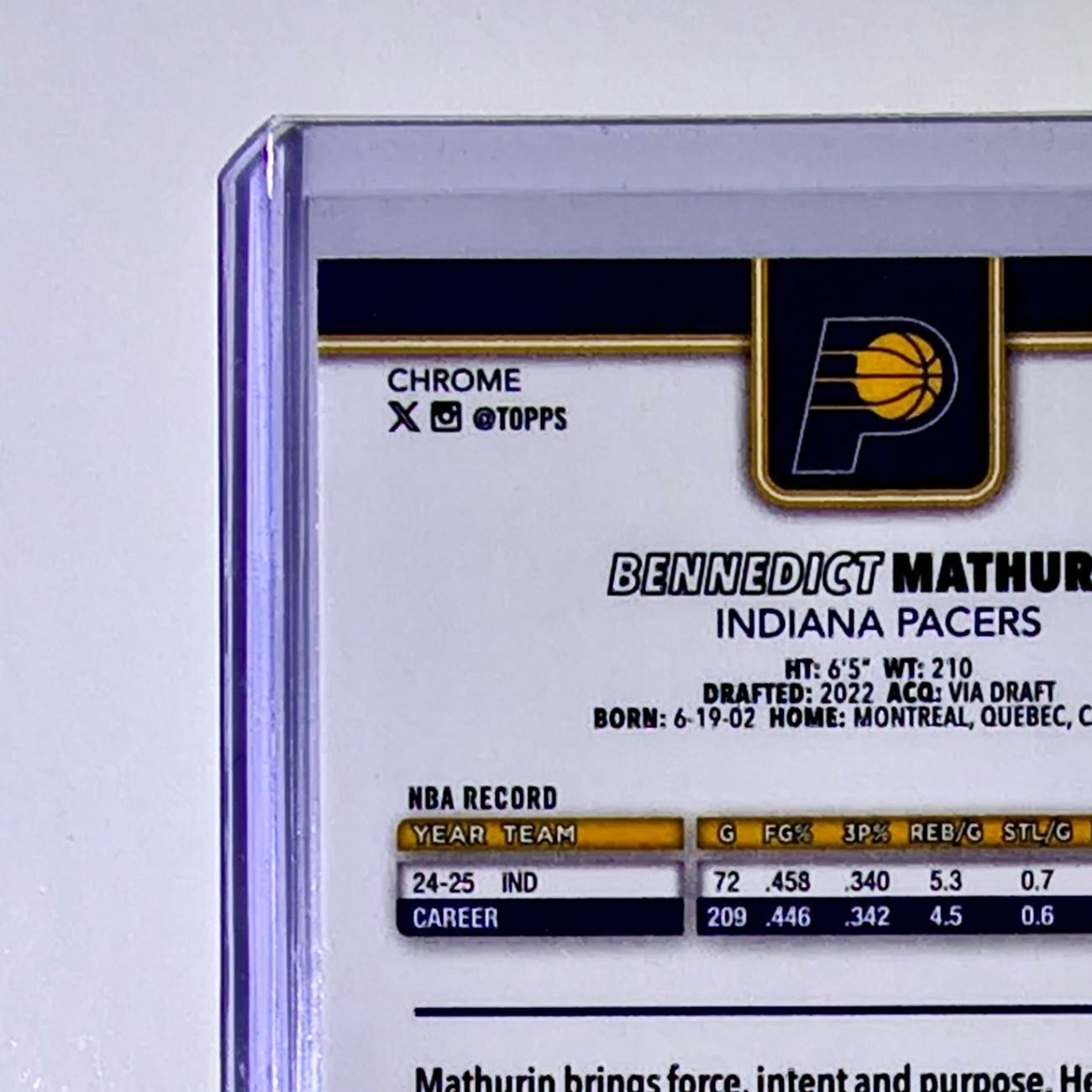 Bennedict Mathurin 2025-26 NBA Topps Chrome Update X-Fractor #133 Card Pacers