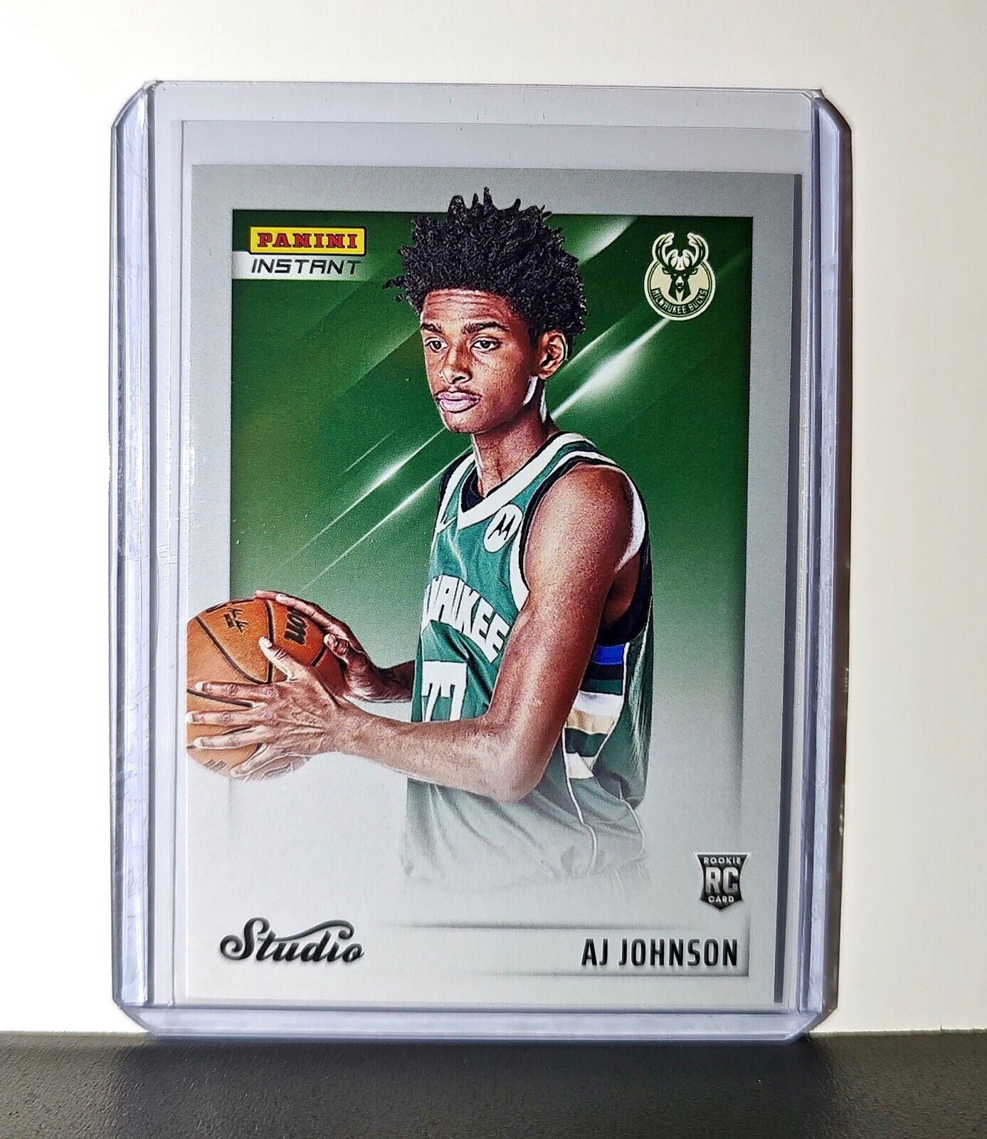 AJ Johnson 2024-25 Panini NBA Studio #35 Rookie Card Milwaukee Bucks 1/275