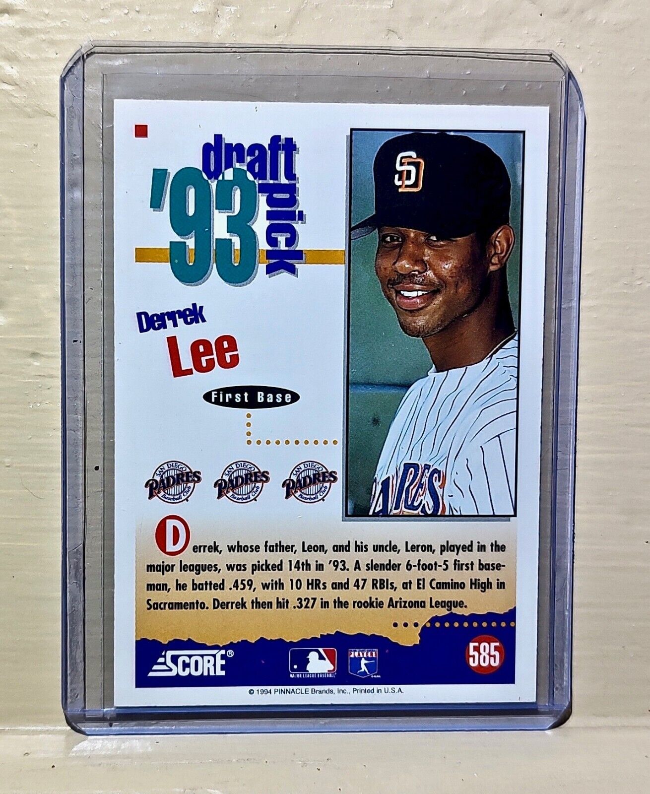 Derrek Lee 1993 Score Pinnacle MLB #585 Baseball Card San Diego Padres