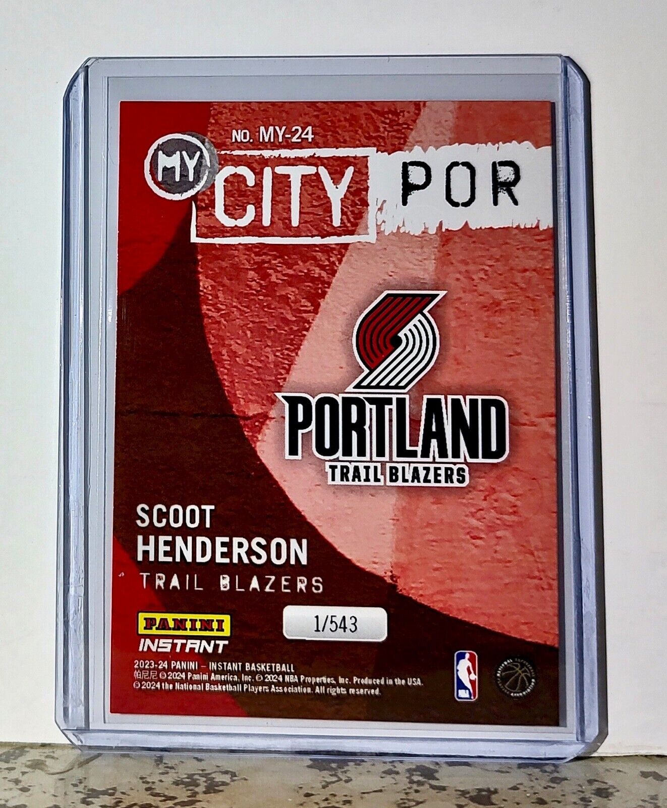 Scoot Henderson 2023-24 Panini NBA #24 MyCity Card Portland Trail Blazers 1/543