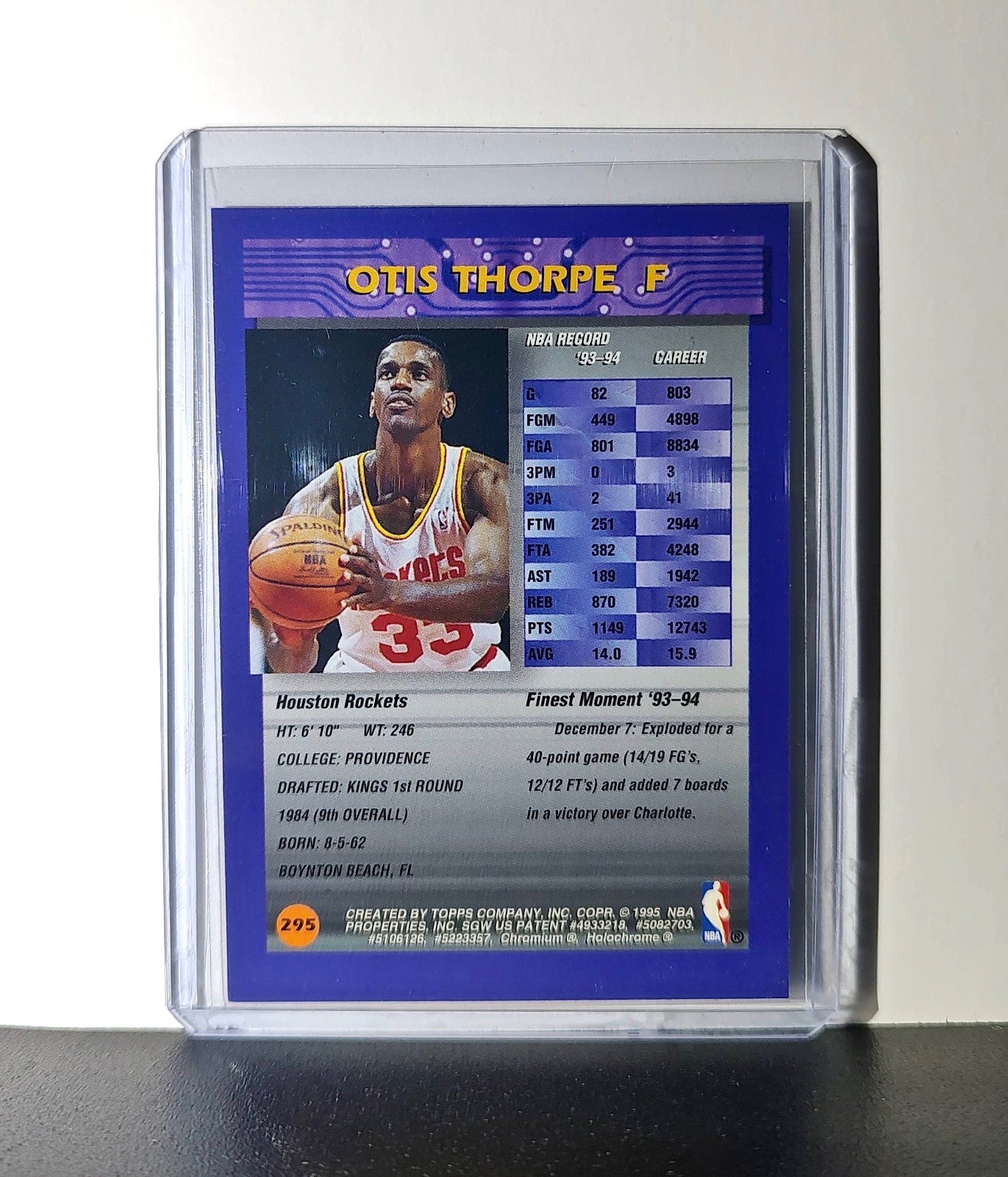 Otis Thorpe 1994-95 Topps Finest #295 Basketball Card