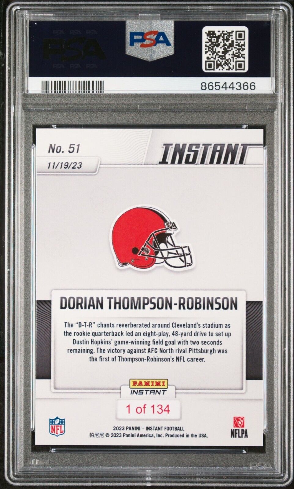 Dorian Thompson-Robinson 2023 Panini NFL Rookie 51 Card 1 of 134 PSA 9 Mint