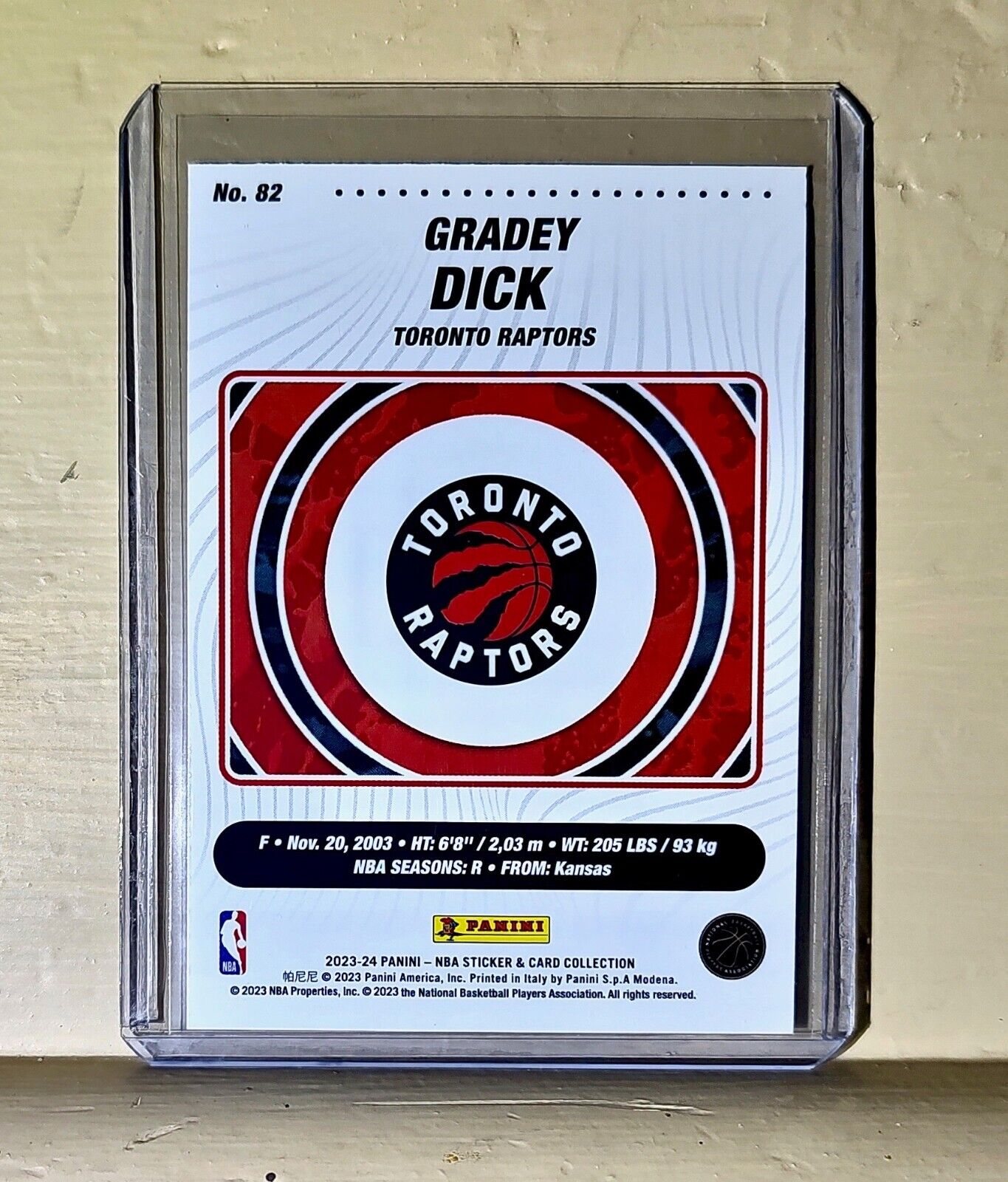 Gradey Dick 2023-24 Panini NBA Basketball #82 Rookie Card Toronto Raptors