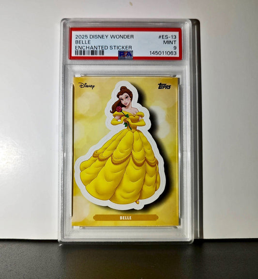 Belle 2025 Topps Disney #ES-13 Enchanted Sticker Card Beauty and the Beast PSA 9