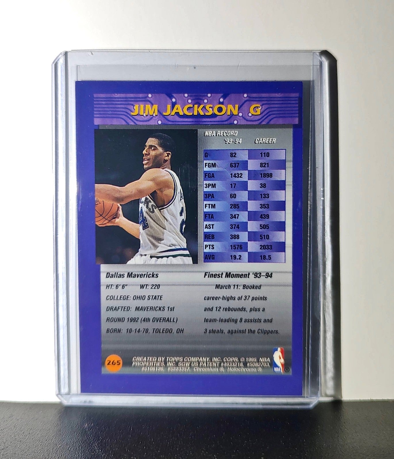 Jim Jackson 1994-95 Topps Finest #265 Basketball Card