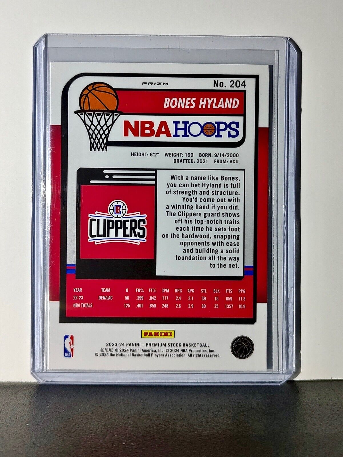 Bones Hyland 2023-24 Panini Premium NBA Hoops #204 Disco Prizm Card Clippers