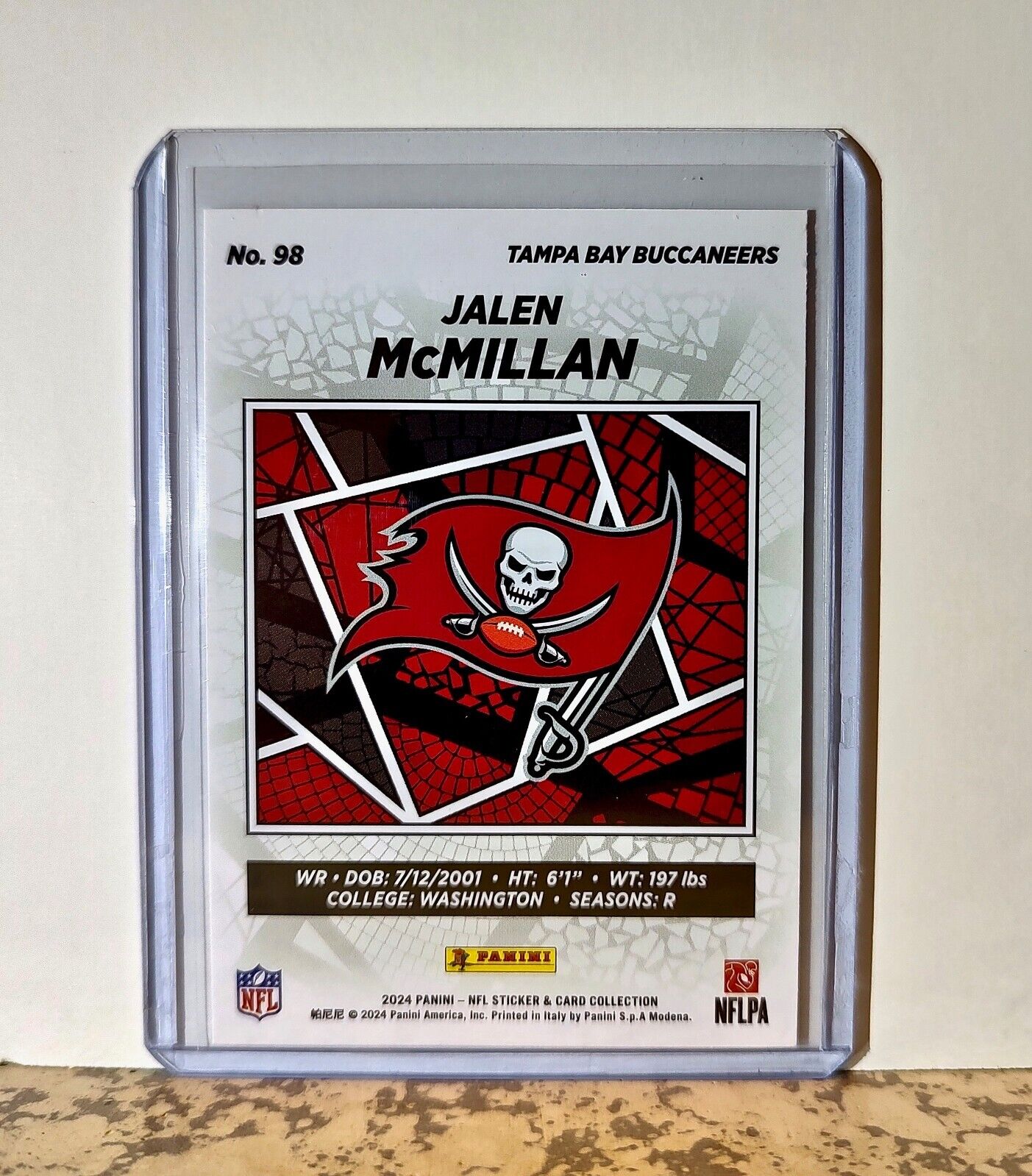 Jalen McMillan 2024 Panini NFL #98 Rookie Sticker Card Tampa Bay Buccaneers