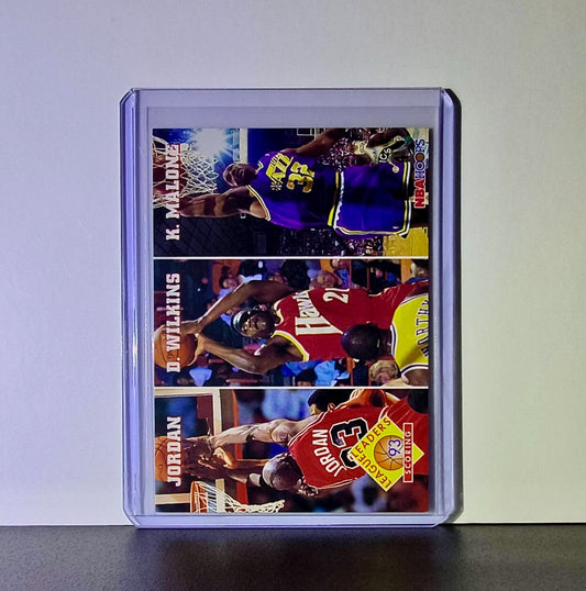 Michael Jordan Wilkins Malone 1993-94 NBA Hoops League Leaders #283 Card Bulls
