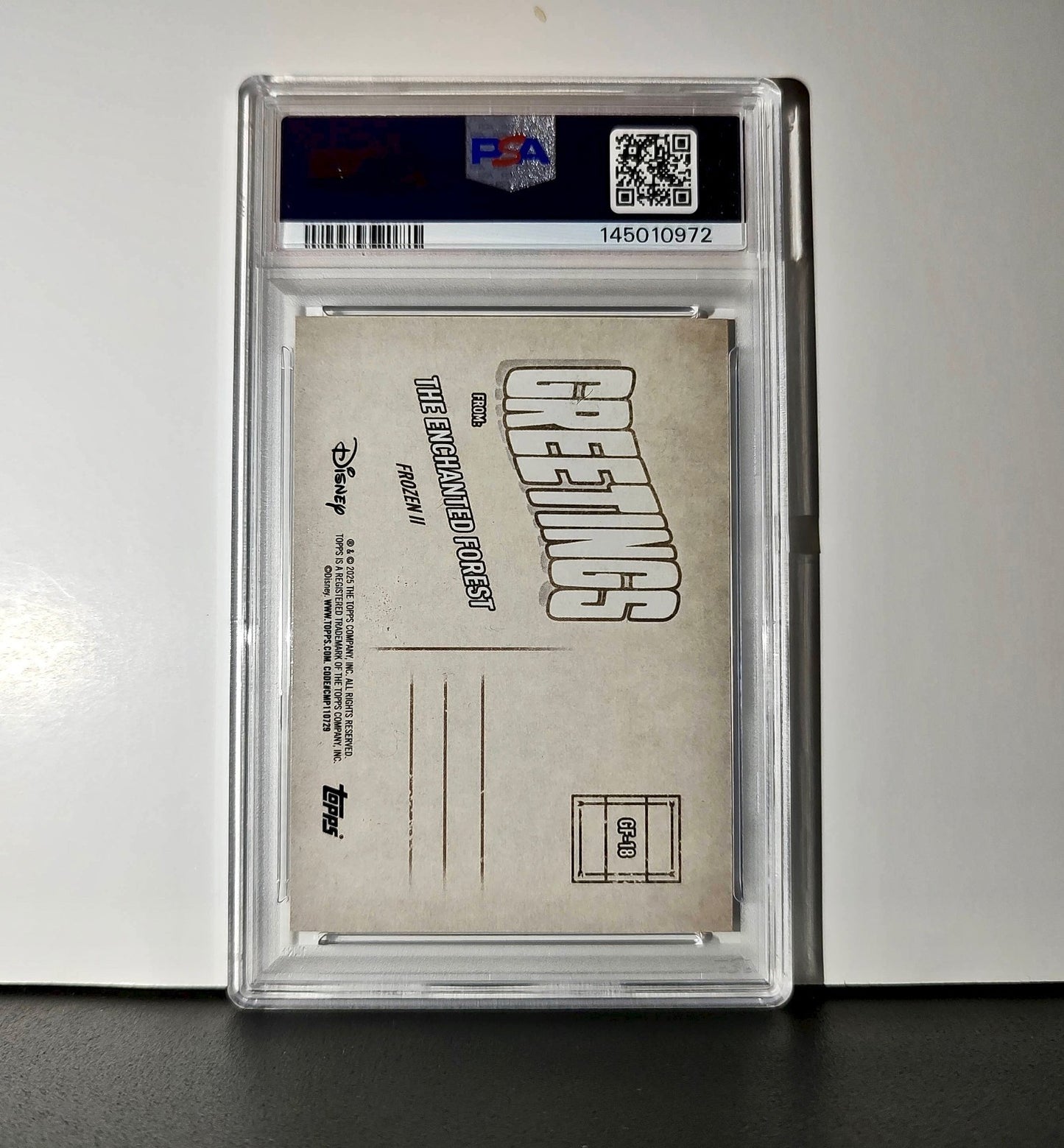 The Enchanted Forest 2025 Topps Disney #GF-18 Greetings From Frozen II PSA 9