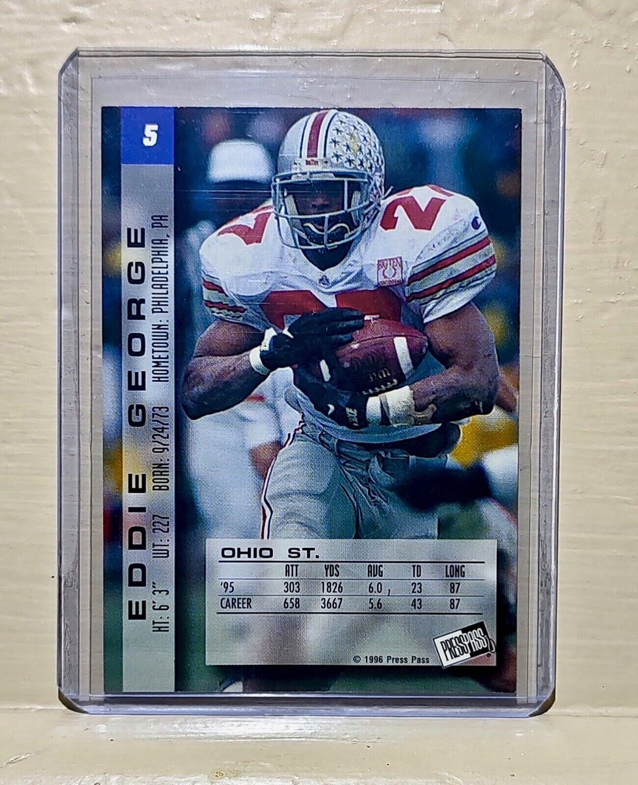 1996 Eddie George Press Pass #5 Paydirt Draft Pick Trading Card Buckeyes