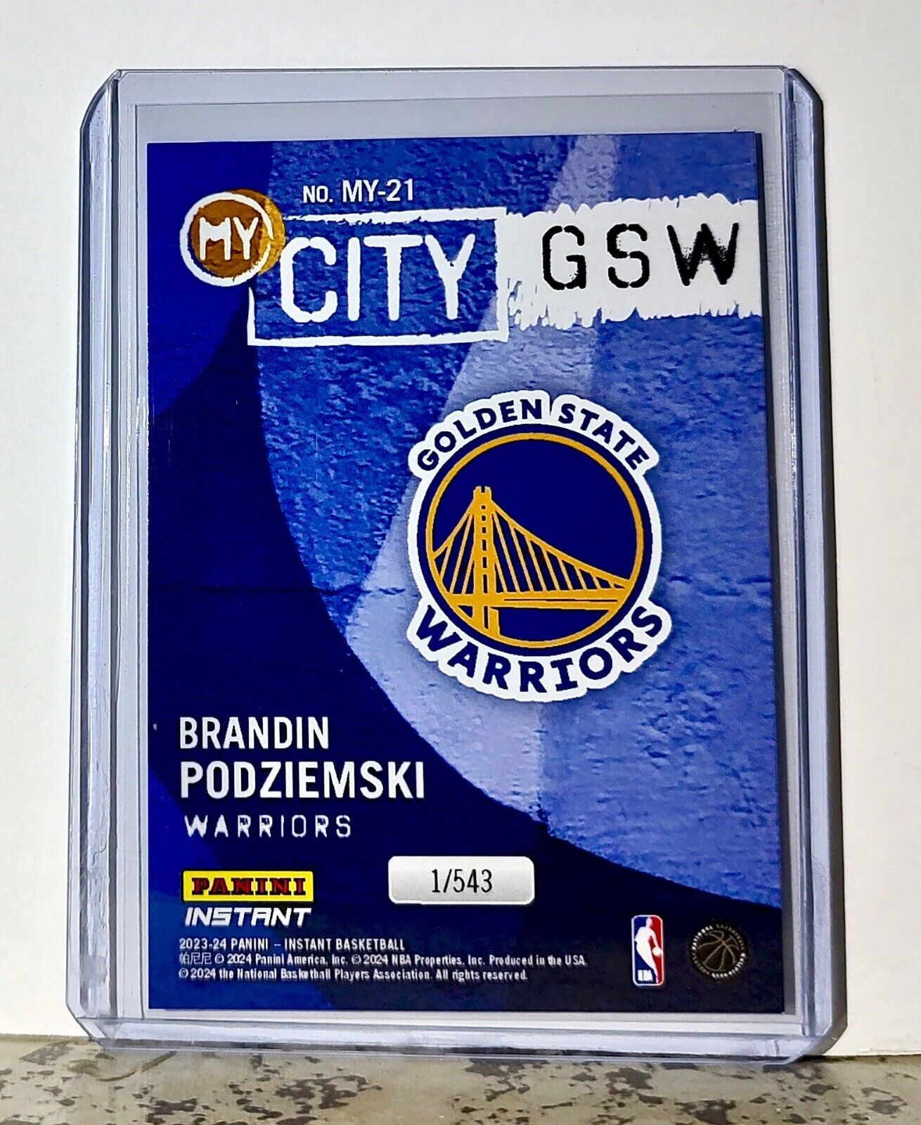 Brandin Podziemski 2023-24 Panini NBA #21 MyCity Card Warriors 1/543