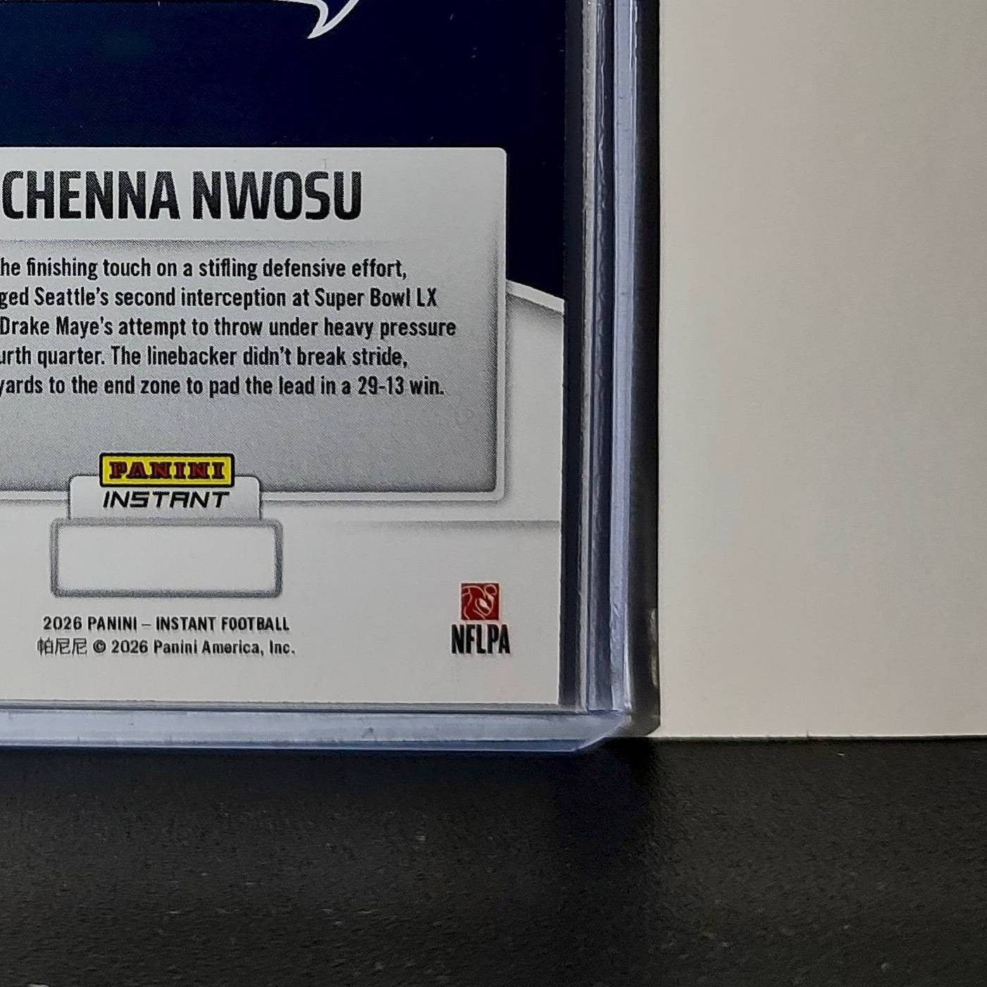 Uchenna Nwosu 2026 Panini NFL Super Bowl LIX Champions #34 Card Seattle Seahawks