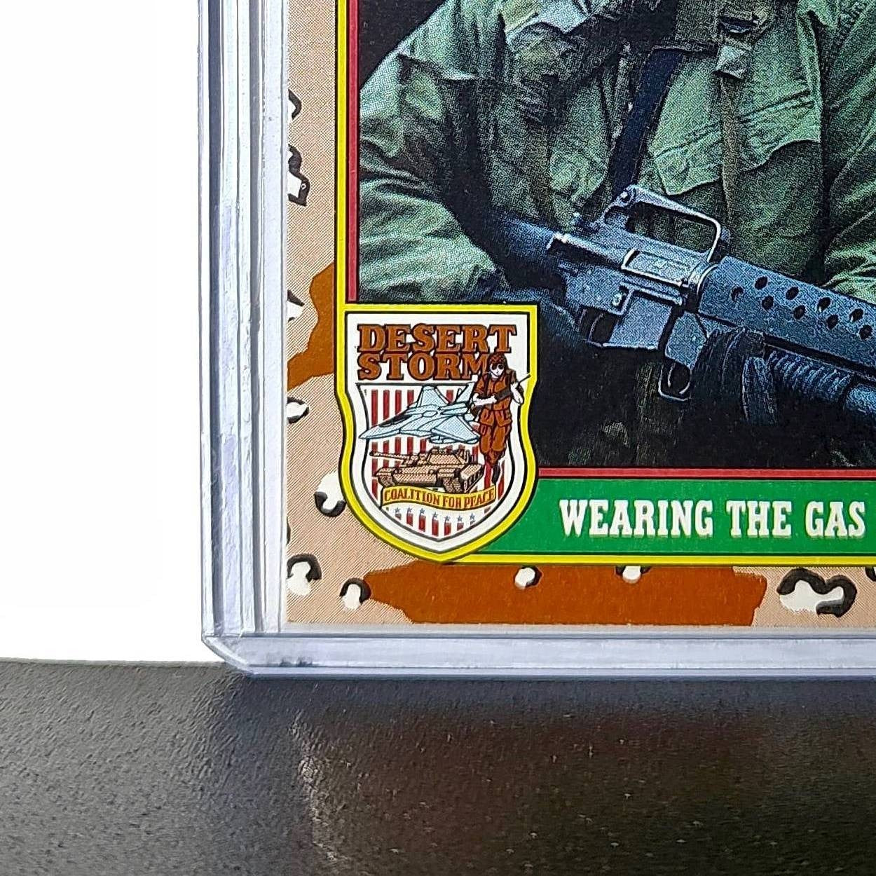 Wearing the Gas Mask 1991 Topps Desert Storm #76 Card