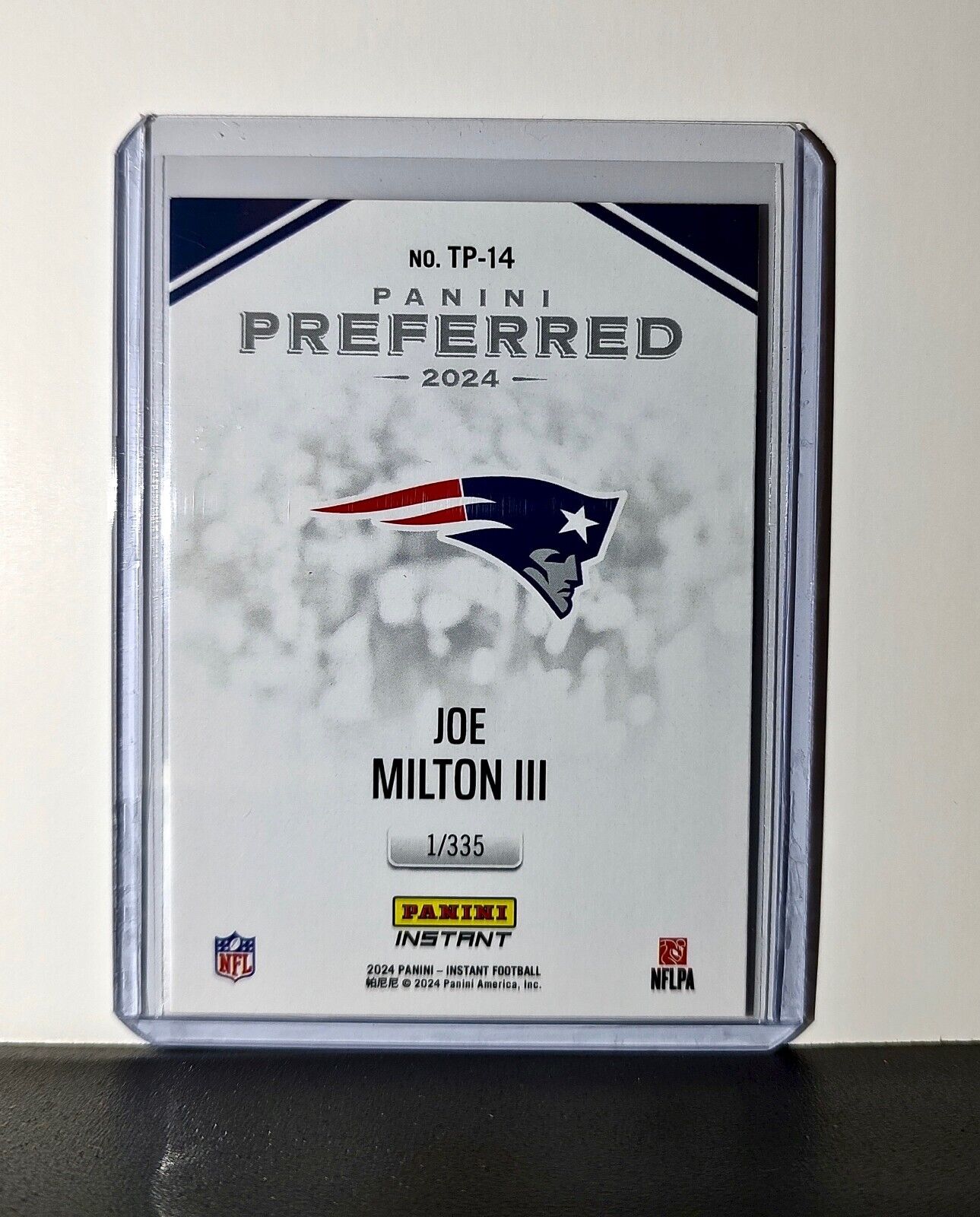 Joe Milton III 2024 Panini Preferred NFL #14 Rookie Card NE Patriots 1/335