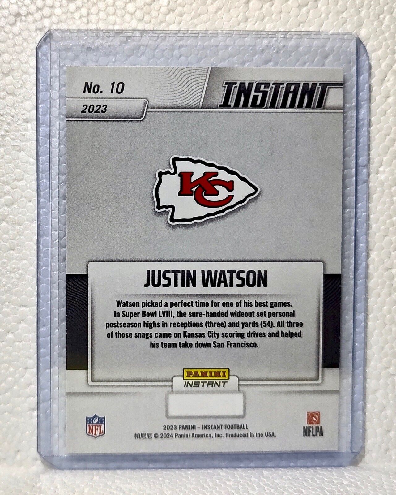 Justin Watson 2023 Panini NFL Superbowl Champions #10 Card Kansas City Chiefs