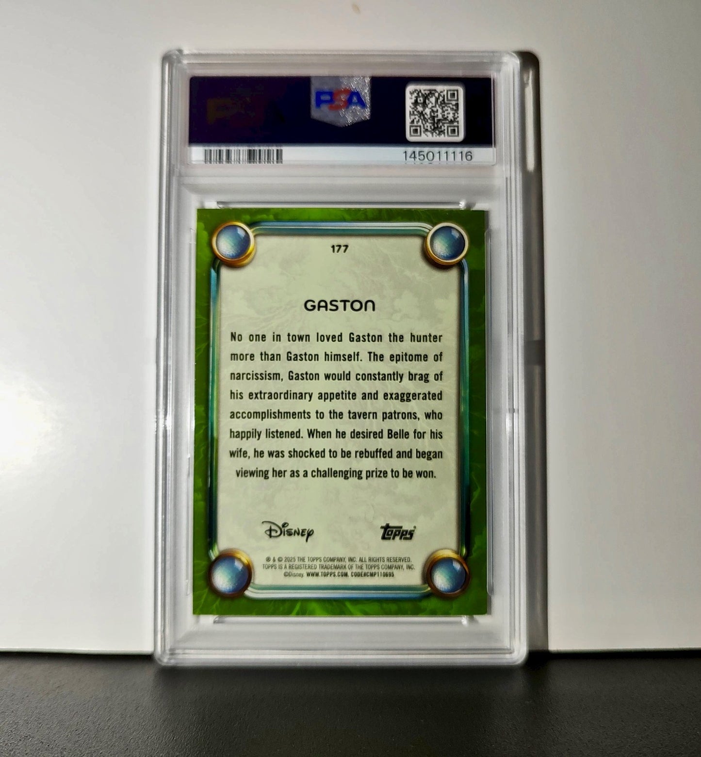 Gaston 2025 Topps Disney Wonder #177 Card Beauty and the Beast PSA 9