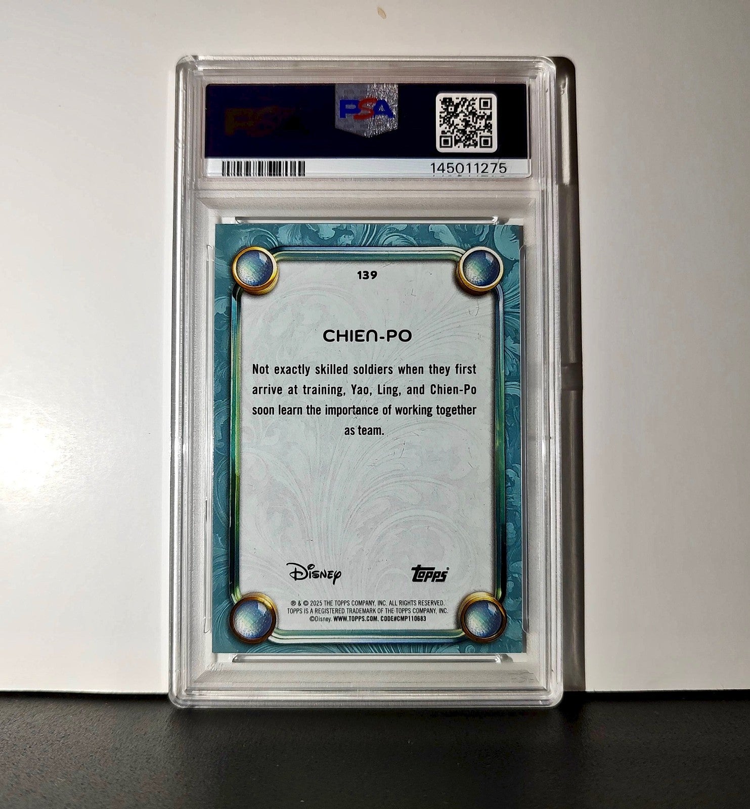 Chien-Po 2025 Topps Disney Wonder #139 Diamond Card Mulan PSA 7