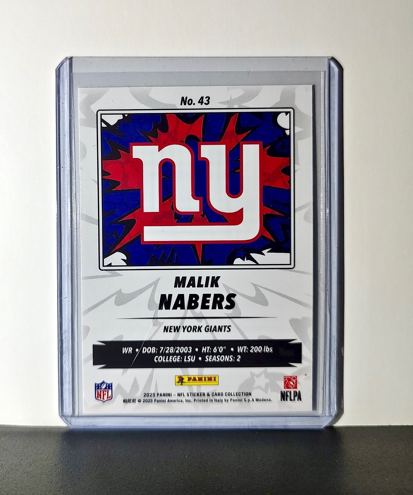 Malik Nabers 2025 Panini NFL #43 Sticker Card New York Giants