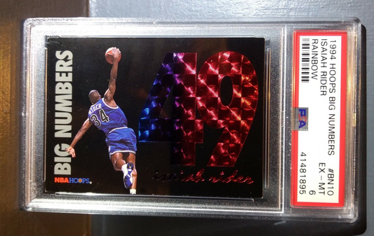 1994 Isaiah Rider Hoops Big Numbers #BN10 Rainbow Basketball Card, PSA 6