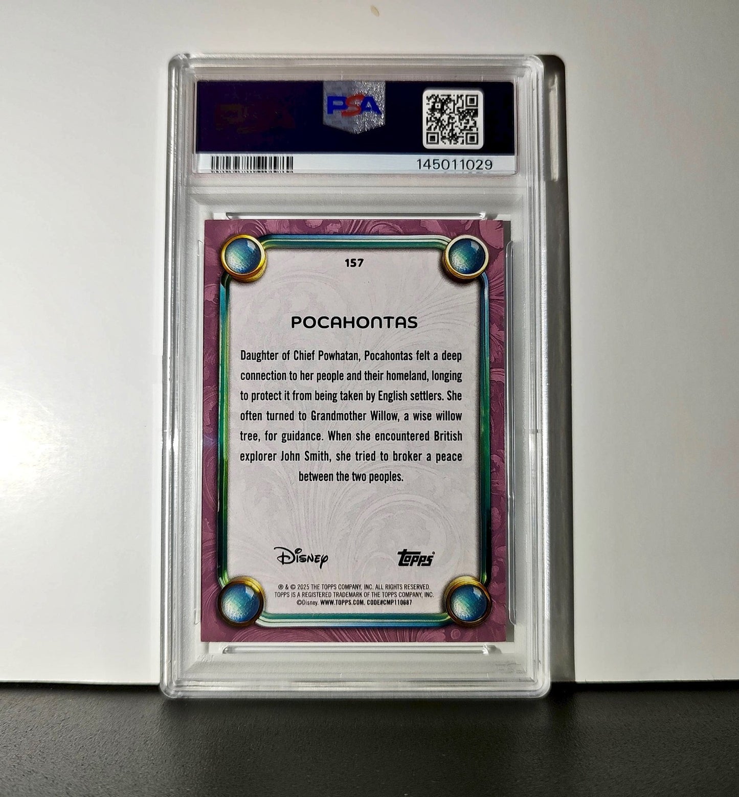 Pocahontas 2025 Topps Disney Cartoon Princess #157 Card Pocahontas PSA 9
